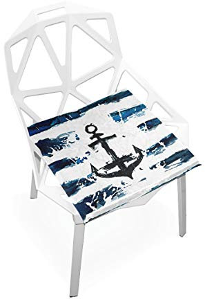 linomo Nautisch Anker Marine Blau Memory Foam Stuhlkissen Sitzkissen für Kinder, 40 x 40 cm