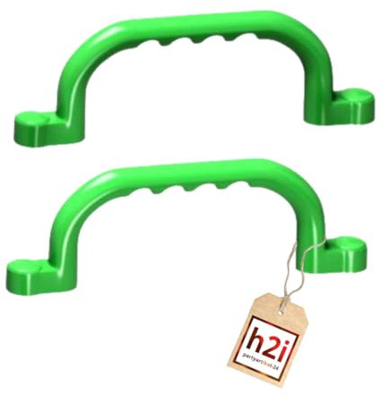 h2i 2 Stück Haltegriffe Spielturm & Klettergerüst | Kinder Handgriff aus Kunststoff für Stelzenhaus & Hochbett | wetterfeste Spielplatz Griffe | inkl. Befestigungsmaterial | Spielturm Zubehör | grün