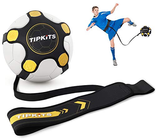 TIPKITS Fußball-Trainingsausrüstung für Kinder und Erwachsene, Solo-Fußballtrainer-Gürtel, mit verbesserter Lederfixierung