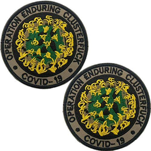 Operation Enduring Clusterfck COVID-19 Bestickter Aufnäher - Emblem Taktische militärische Moral Lustige Aufnäher Abzeichen Applikationen mit Klettverschluss 3.15 Zoll 2 Stück