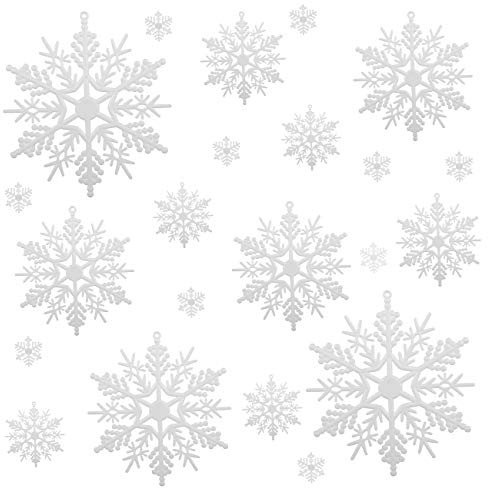 Naler 51-teilig Schneeflocken Weiß Weihnachten Deko Weihnachtsbaumschmuck für Weihnachtsbaum (6 verschiedene Größe)
