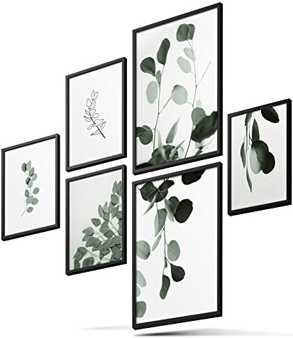 BLCKART Infinity Eukalyptus Poster Set Stilvolle Doppelseitige Eucalyptus Botanik Pflanzen Poster Wohnzimmer Bilder Deko | 2X A3 | 4X A4 (EUCALYPTUS | 6er, Ohne Rahmen)