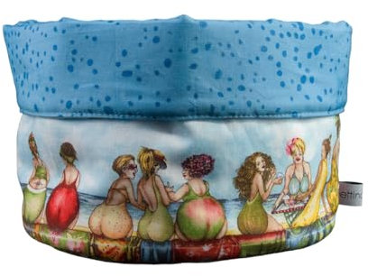 bettina bruder - Stoffkörbchen Fruit Ladies blau bunt - innen Tropfen blau - Brotkorb Utensilo Aufbewahrung