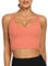 Lemedy Damen Sport-Bustier, langes, bauchfreies Tank-Top, gepolstert, Workout, Laufen, Yoga - Pink - X-Large