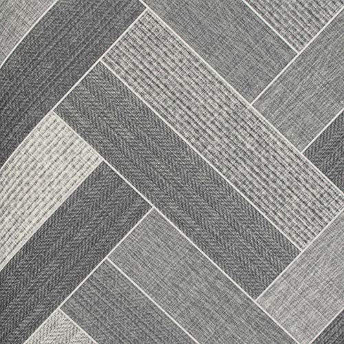 Retro Tile Style Vinyl Flooring 4.3mm Thick Comfortable Felt Back R10 Lino Kitchen Bathroom (Mixed Grey Herringbone Parquet Tiles, 2m x 2m / 6ft 6 x 6ft 6)
