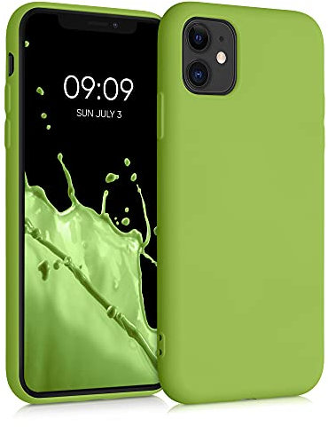 kwmobile Case Compatible with Apple iPhone 11 Case - Slim Protective TPU Silicone Phone Cover - Green Peppercorn