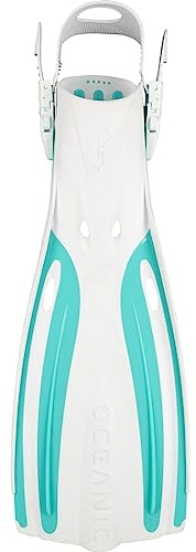 OCEANIC Viper 2 Fins, Open Heel | Suitable for All Scuba Diving & Snorkeling Skill Levels | Lightweight & Comfortable | Easy to get on and Keep on | Fits Wide Range of Boot Styles | White/Aqua XS