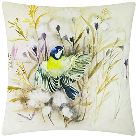 JWH Gelber Vogelakzent-Kissenbezug, dekorativer Schilfrohr-Kissenbezug aus Samt, für Zuhause, Sofa, Auto, Bett, Wohnzimmer, Büro, Stuhl, Dekoration, Kissenbezug für Frauen, 45,7 x 45,7 cm