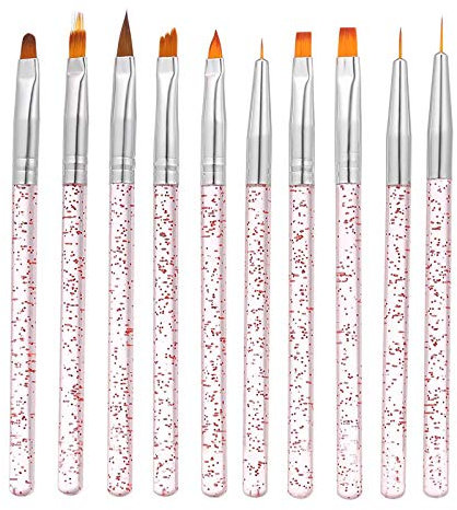 Pinceaux Ongles, Layhou 10 PCS Pinceaux Ongles, Kit de Brosses à Ongles, Peinture Outil Pinceau