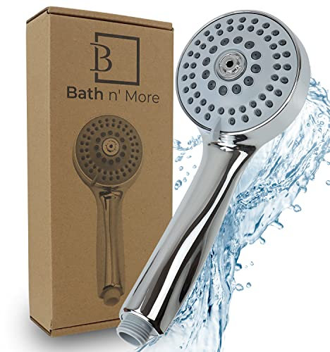 Bath n' More Duschkopf Hochdruck mit 5 Strahlarten, Duschbrause, Handbrause, Wassersparend, Antikalk-Funktion, Regendusche, Regenduschkopf, Brausekopf