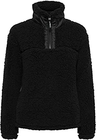 OXMO Elina Troyer Sweatshirt Herren Pullover Sweater mit Teddy Fell mit Stehkragen, Größe:S, Farbe:Black (194007)