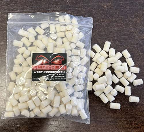 200 Schnellreinigungspfropfen 5,5 mm Laufreiniger Filzreiniger Fritz-Cell für Luftgewehr und Luftpistole CO2 Waffen Luftgewehren und Luftpistolen, sowie Airsoft Pistolen