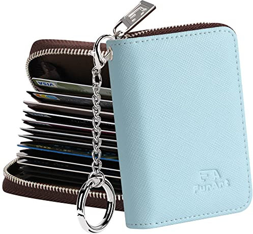 FurArt Porta Carte Credito, Cerniera Portafoglio Carta di Credito, Blocco RFID Porta Tessere per Donna e Uomo
