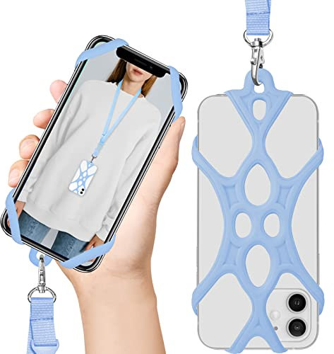 ROCONTRIP 2 in 1 Cell Phone Lanyard Strap Case Holder with Detachable Neckstrap Universal for Smartphone iPhone 8,7 6S iPhone 6S Plus, Google Pixel LG HTC Huawei P10 4.7-6.5 inch (Blue)