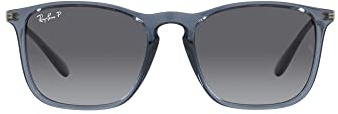 Ray-Ban RB4187 Chris 6592T3 Unisex Sonnenbrille, Transparent Blau/Grau schattiert, 54/18/145