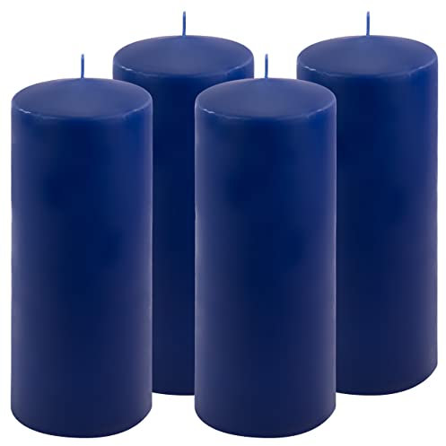 Stumpenkerze Höhe 25 cm Ø 10 cm lange Brenndauer Rund-Kerze Säulenkerzen Kerzen-Deko Tafelkerzen Weihnachts-Kerzen Hochzeit Xmas (blau, 4)