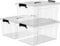 Cetomo 35L*3 Storage Boxes, Carry Plastic Storage Box with Lids, Organizing Container with Handle and Secure Latching Buckles, Stackable, Nestable, Tote Bin for Home Office Clothes, 35L-3Pack, Clear