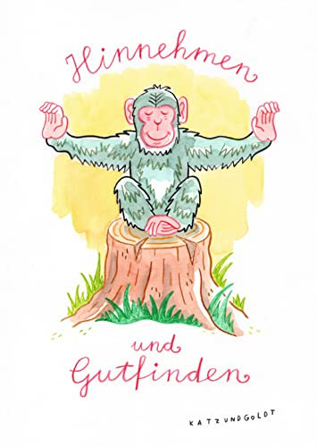 Inkognito Postkarte | Anlass: ''Meditieren'', Motiv: Affe/Äffchen ''Hinnehmen'' | Künstler: Katz und Goldt | Art-Nr.: 13212 | vom Berliner Verlag
