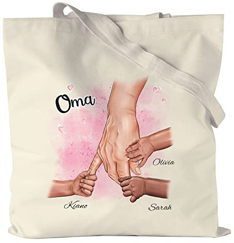 Kiddle-Design Oma Jutebeutel Geburtstag Personalisiert für Oma Enkel Enkelin Baby Geschenk Kinder Oma Geschenk Muttertag Tasche