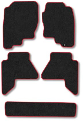 Nissan Pathfinder (2005-2010) Car Mats Accessories Tailored Fit Carpet Floor Mats Non Slip Red Trim Accessory Compatible Front Rear Set Anti Slip Backing Custom Fit Hand-Finished Full Coverage Clips