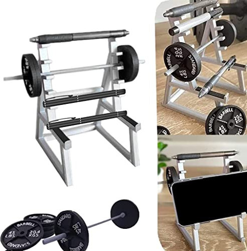 MUGUOY Squat Rack Stifthalter – Schreibtisch-Organizer, Lustig Barbell Rack Pen Holder, Kreativer Gym Thema Schreibtisch Stift Veranstalter, für Fitness-Enthusiasten und Gewichtheben Fans.