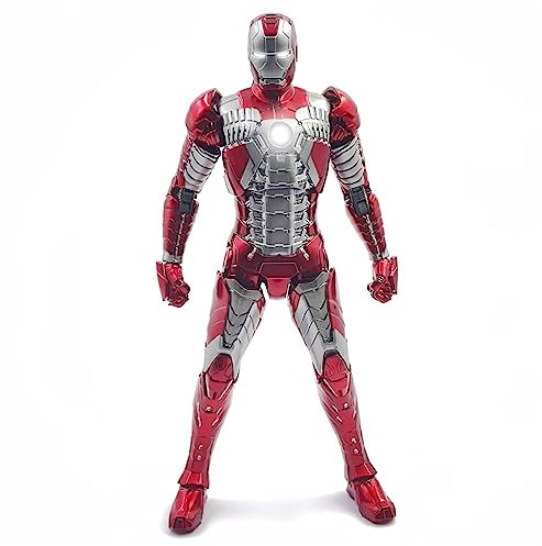 LonullyMege 7inch Light Up Ironman Action Figure Full Metal Painting with Lots of Accessories Collectable Toy(LED MK5)