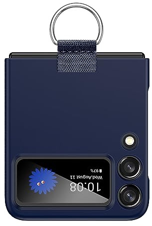 HONLEN Cover Custodia per Samsung Galaxy Z Flip3 / Samsung Galaxy Flip 3 2021 (6.7) con Anello in Metallo - Blu navy.