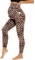 DDOBB Damen Umstandsleggings mit Taschen High Waist Umstandshose Blickdichte Schwangerschaftsleggings Weich Elastisch Umstandsmode Zuhause Yoga Sport(Leopard, L)