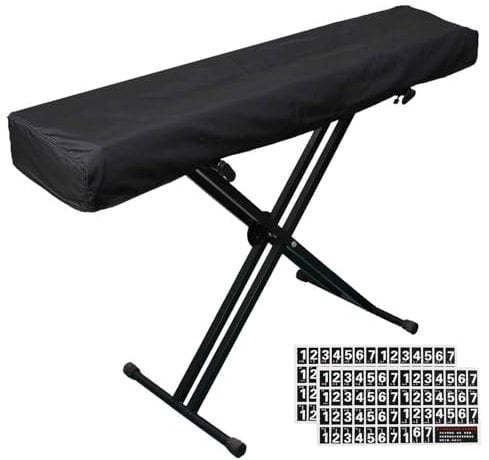 MUNSKT 88 Key Piano Keyboard Cover with Note Labels for Beginners Learning, Black Dust Proof Protective Elastic Soft Cloth for Electronic Keyboard, Digital Piano, and more
