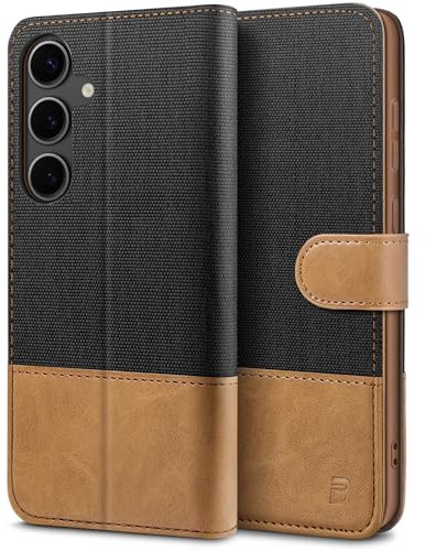 BEZ Handyhülle für Samsung Galaxy S24 Plus Hülle, Tasche Kompatibel für Samsung S24 Plus, Schutzhüllen aus Klappetui mit Kreditkartenhaltern, Ständer, Magnetverschluss, Schwarz