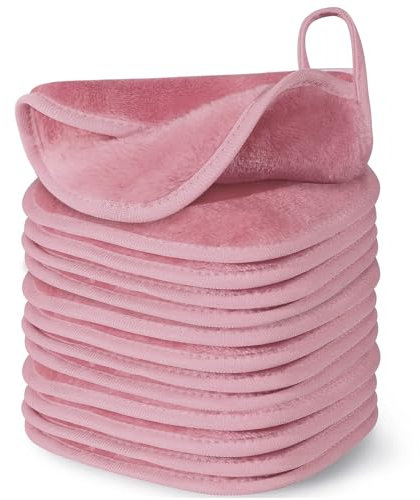 12 Pièces Chiffon Démaquillant, Serviette Visage Démaquillante en Microfibres, Chiffons Démaquillants Réutilisables, Lingette Demaquillante Lavable pour Toute la Peau