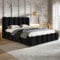 MOTIVENA Grand Bubble Bett 180x200, Polsterbett 180x200 Samt, mit Bettkasten, mit Stauraum, mit Lattenrost, mit Kopfteil, ohne Matratze, Schwarz