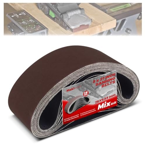 Juego de bandas de lijado de 75 x 533 mm, 15 unidades con grano 80/120/150/240/400, correas abrasivas de óxido de aluminio para carpintería