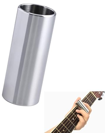 Stainless Steel Guitar Ukulele Finger Slide for Guitar, Bass, Medium, 6 cm | Durable, Smooth, Clear Tone, Finger and Knuckle Slide Bottleneck Slides for Electric Acoustic Guitar Stringed Instruments