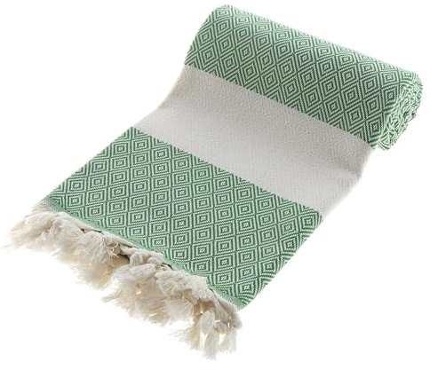BABY SHOWER CHOCOLATE Türkisches Strandtuch, Pestemal, 100 % Baumwolle, schnell trocknend, Boho-Dekoration, Campingdecke, 99,1 x 180,3 cm, Benetton-Grün