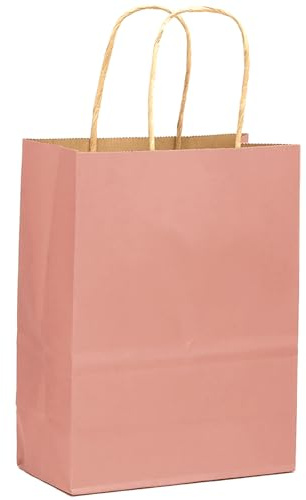 Gcardist Grandi sacchetti di carta kraft rosa chiaro con manici, 33 x 26 x 13 cm, sacchetti di carta regalo, sacchetti in tinta unita (33 x 25 x 12 cm, di grandi dimensioni)