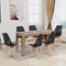 FURNITABLE Esstisch mit 6 Stühlen Esszimmergruppe, 6er Set Esszimmerstühle und 140CM Rechteckig Holztisch Essgruppe für Wohnzimmer Küche Büro (Walnuss-Schwarz Tisch+6 Schwarz Stühle)