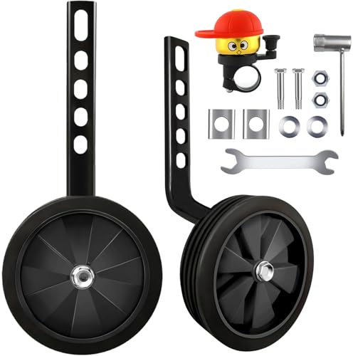 Fahrrad Stützräder Kinder, Stützräder für Kinderfahrräder, Verstellbare Stützräder für Kinderfahrräder, Universell Stützräder für Kinderfahrrad, Stützräder Kinderfahrrad für 12-20 Zoll (schwarz)
