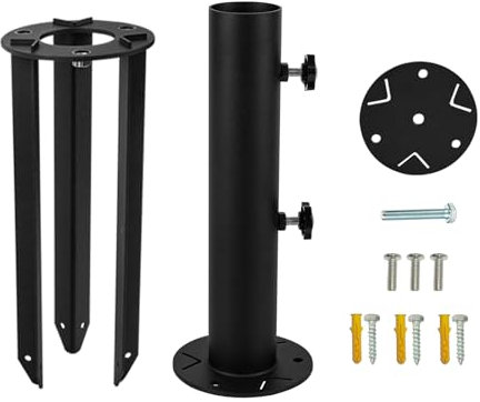 VANROUG Schirmständer für Terrassenschirm, Boden-Regenschirmhalter, Grasschirm-Erdspieß, abnehmbarer Schirmständer mit 3 Spikes, DIY-Regenschirmständer für Deck, Rasen, Strand, Tisch
