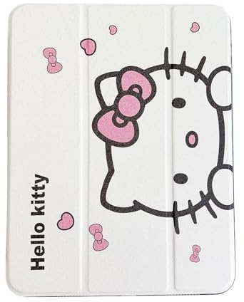 kpurple Cute Cartoon Case for iPad 10th Generation 10.9 Inch 2022 with Pencil Holder, Trifold Stand Smart iPad Case with Soft TPU Back Auto Wake/Sleep (White)