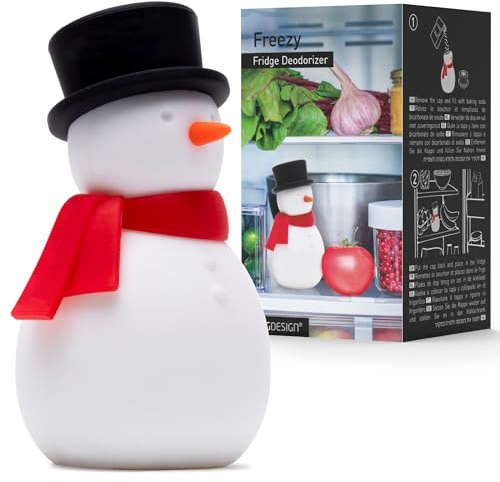 PELEG DESIGN Freezy Desodorizante para Nevera – Divertido Muñeco de Nieve para Bicarbonato de Sodio, Absorbeolores Reutilizable de Silicona, Gadget de Cocina Original y Práctico, Blanco