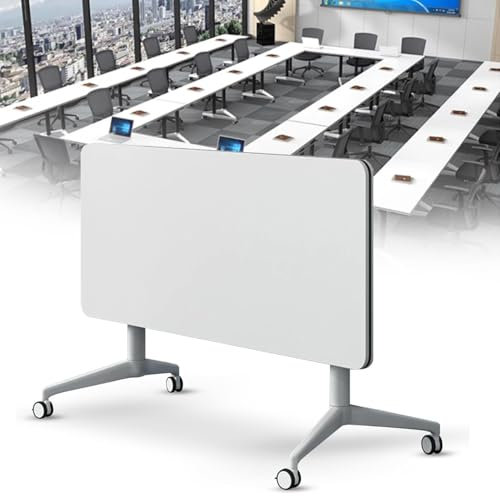 Klappbarer Konferenztisch mit Rollen - Mobiler Klapptisch für Seminare, Meetings, Büro, Zuhause und Klassenzimmer - Platzsparendes Design und einfache Lagerung