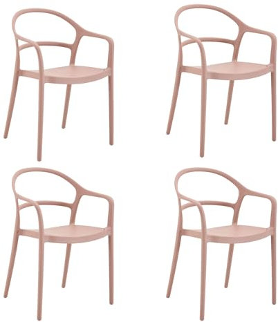Rebecca Mobili Set 4 Sedie Moderne, Sedie con Braccioli, Rosa, Polipropilene, Salvaspazio, Robuste, per Giardino Casa - Misure HxLxP: 81 x 57 x 51,5 cm - Art. RE7193V1M4