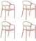 Rebecca Mobili Set 4 Sedie Moderne, Sedie con Braccioli, Rosa, Polipropilene, Salvaspazio, Robuste, per Giardino Casa - Misure HxLxP: 81 x 57 x 51,5 cm - Art. RE7193V1M4