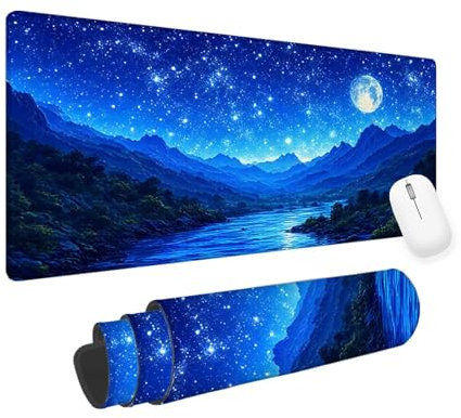 Blue Mouse Mat Landscape Gaming Mouse Pad 1200x600x3mm Large Mouse Pad, Gaming Keyboard Mousepad, Extended Mousemat, Waterproof Surface, Durable Stitched Edges, Laptop Desktop Gaming Desk Pad yv-750