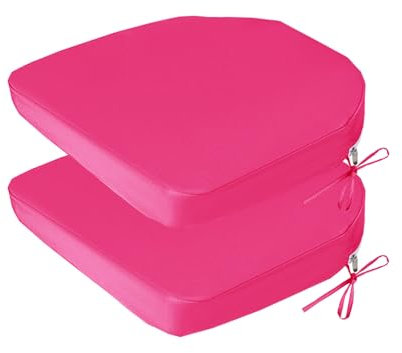 Momooda 2er Set Sitzkissen U-Form, Waschbares Stuhlkissen, wasserdichte Indoor Outdoor Kissen, Lichtbeständig Ersatz-Sitzkissen für Terrassenmöbel, Rose, 50x50x5cm