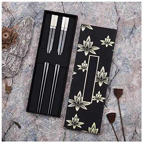MJMLUCK 925 Silver Handmade Chinese Chopsticks,Natural Wooden Handmade Shell Chopsticks Reusable Non-Slip Design Washable Dishwasher/Beautiful Handmade Box 1 (2)