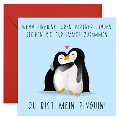 Central 23 - Du Bist Mein Pinguin Karte - Liebevolle und Niedliche Karte für Ihn Sie Partner Freundin Freund - Romantisches Geschenk für Paare Männer Frauen - Mit Herzlichen Aufklebern