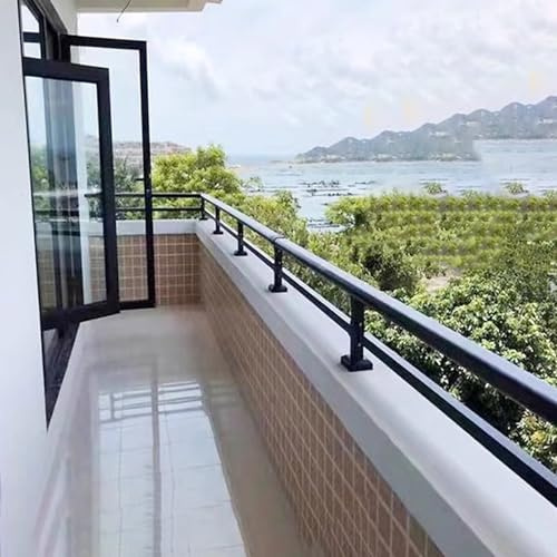 Barandilla Exterior de Acero Galvanizado para Terraza Balcón Escaleras Parapeto - Altura 20-70 cm - Pintura Electrostática Negra - Pasamanos Escalera Balustrada Rejas de Seguridad(H 20 cm/7.9 in,L 120