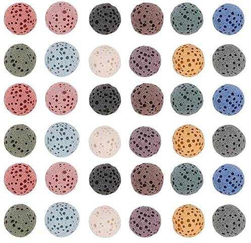 JECOMPRIS Perles Diffuseur Pierre De Lave 50 Pièces - Bille Aromathérapie pour Diffuseur Huiles Essentielles Parfum Durable pour Voiture Bureau Maison Rafraîchisseur d'air Facile À Utiliser